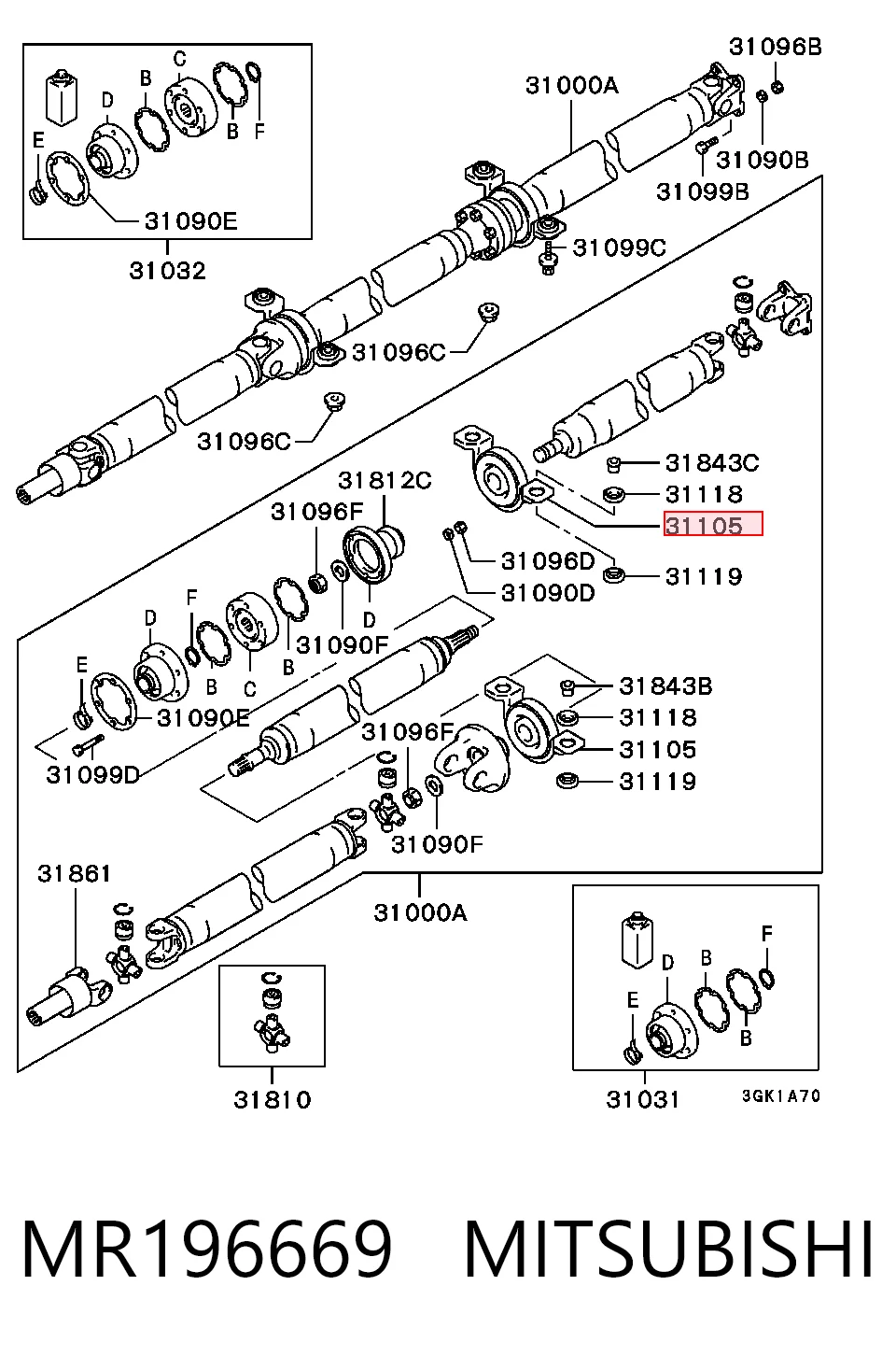 Łożysko podwieszane wału Cardana do Mitsubishi Space Wagon N8, N9