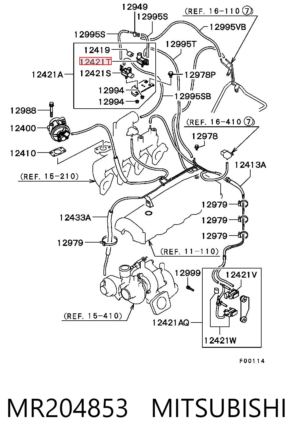 MR204853 Mitsubishi Zawór elektromagnetyczny regulacji klapy EGR