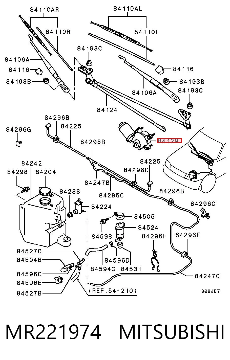 MR221974 Mitsubishi Silniczek wycieraczki szyby przedniej