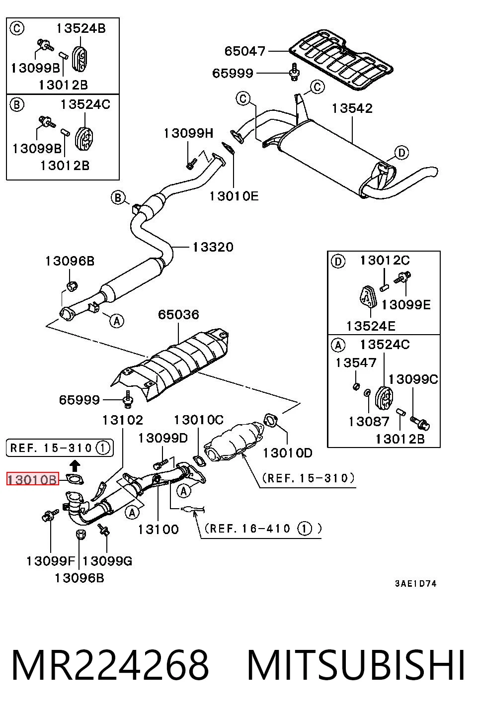 Uszczelka rury odbiornika tłumika do Mitsubishi Lancer IV C6A, C7A