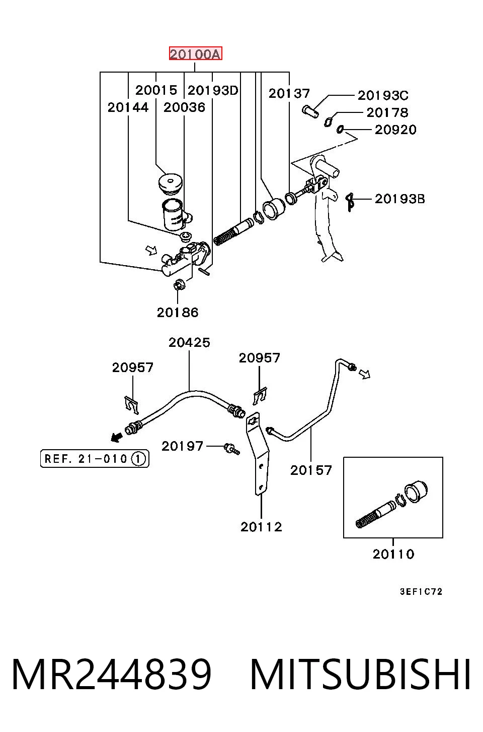 Do koszyka Cylinder sprzęgła główny Mitsubishi Lancer VI CJ, CP