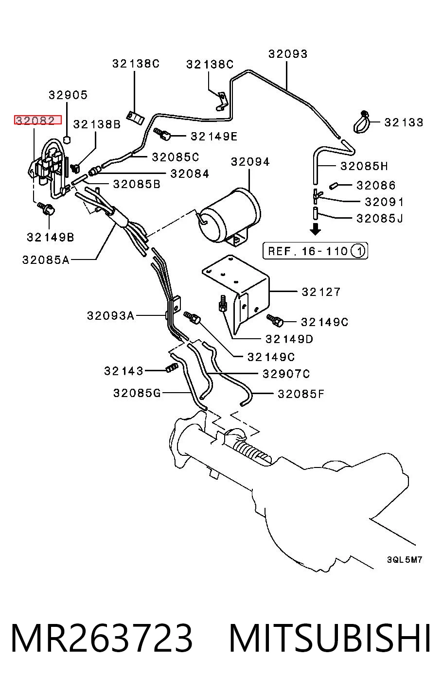 MR263723 Mitsubishi Zawór próżniowy załączania przedniego napędu