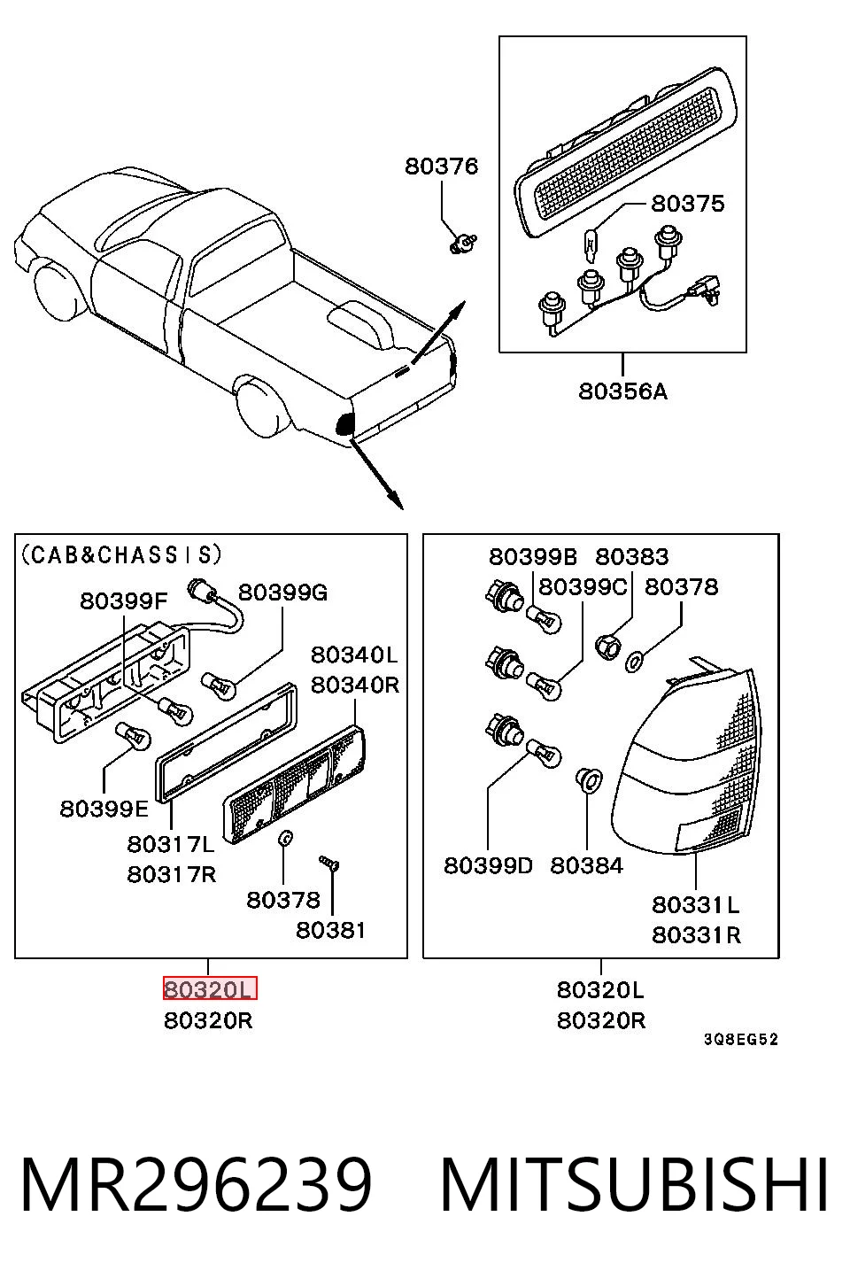 Lampa zespolona tylna lewa do Mitsubishi L 200 III K60, K70