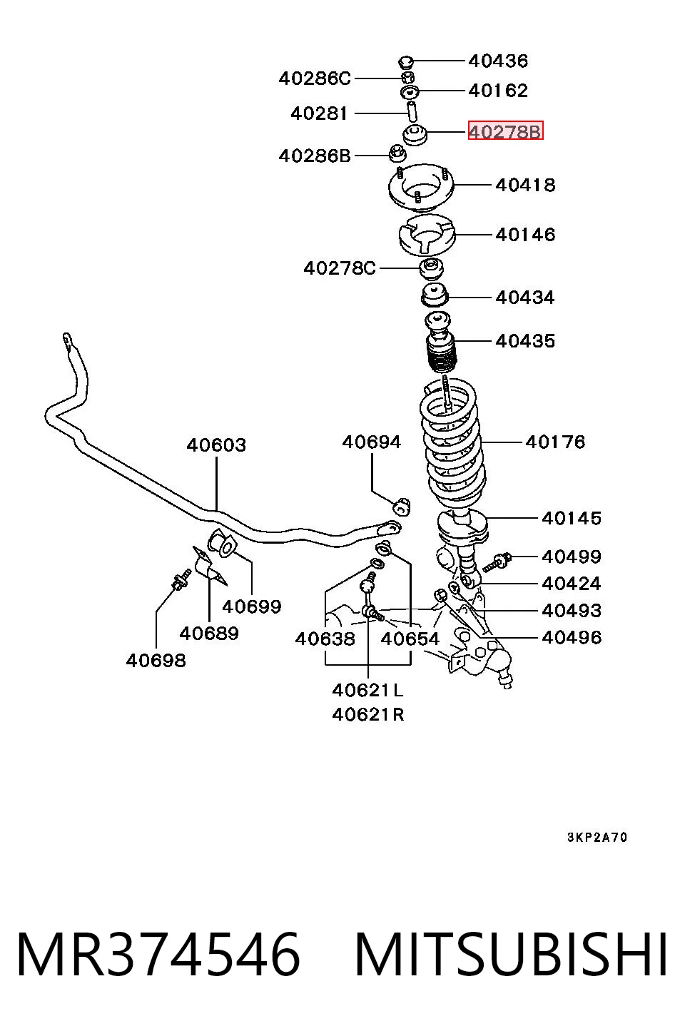 MR374546 Mitsubishi Tuleja trzpienia amortyzatora przedniego