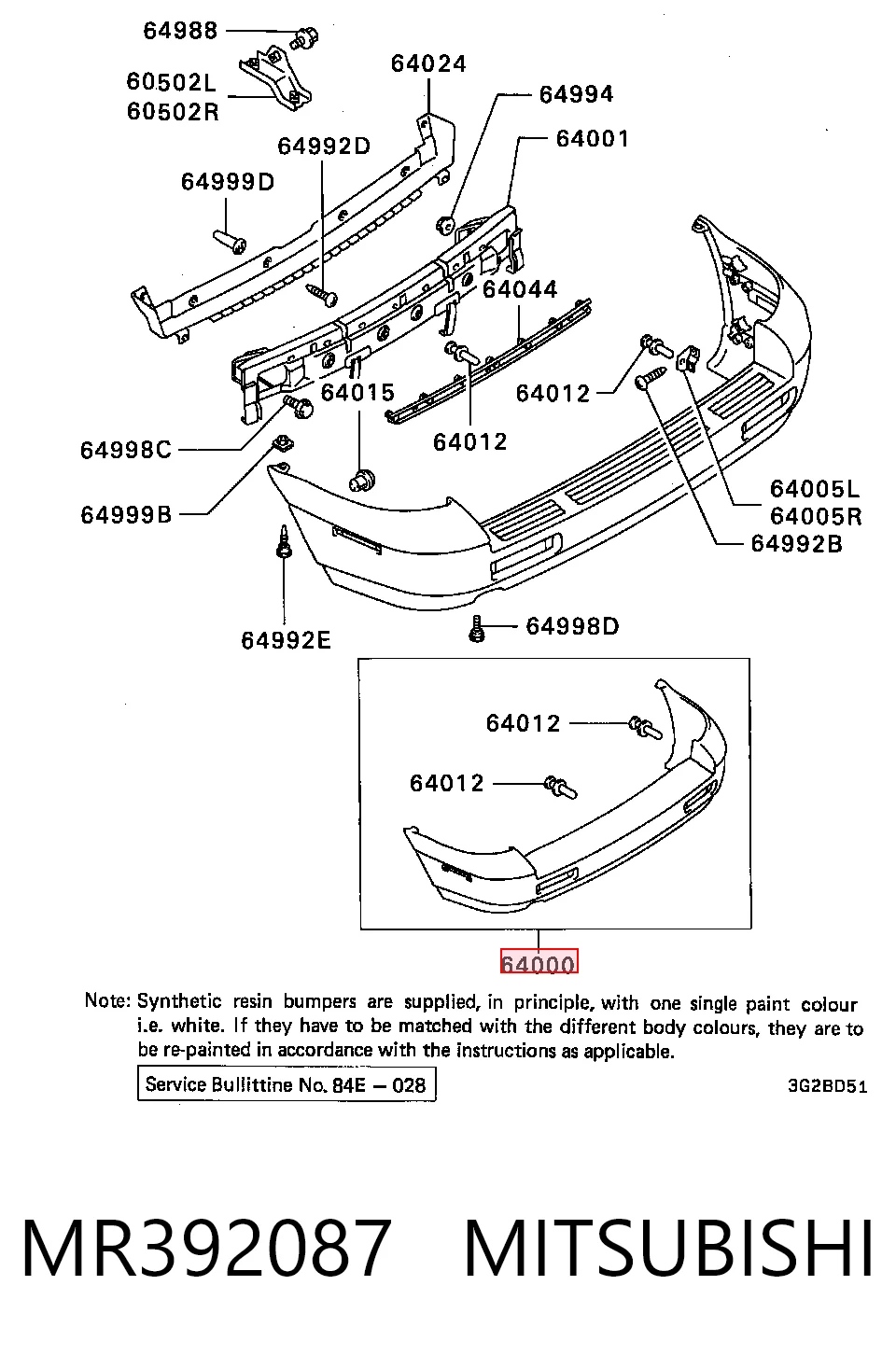 Zderzak tylny do Mitsubishi Space Wagon II N3W, N4W