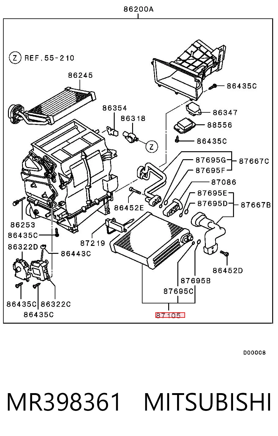 Parownik klimatyzacji do Mitsubishi Pajero III 