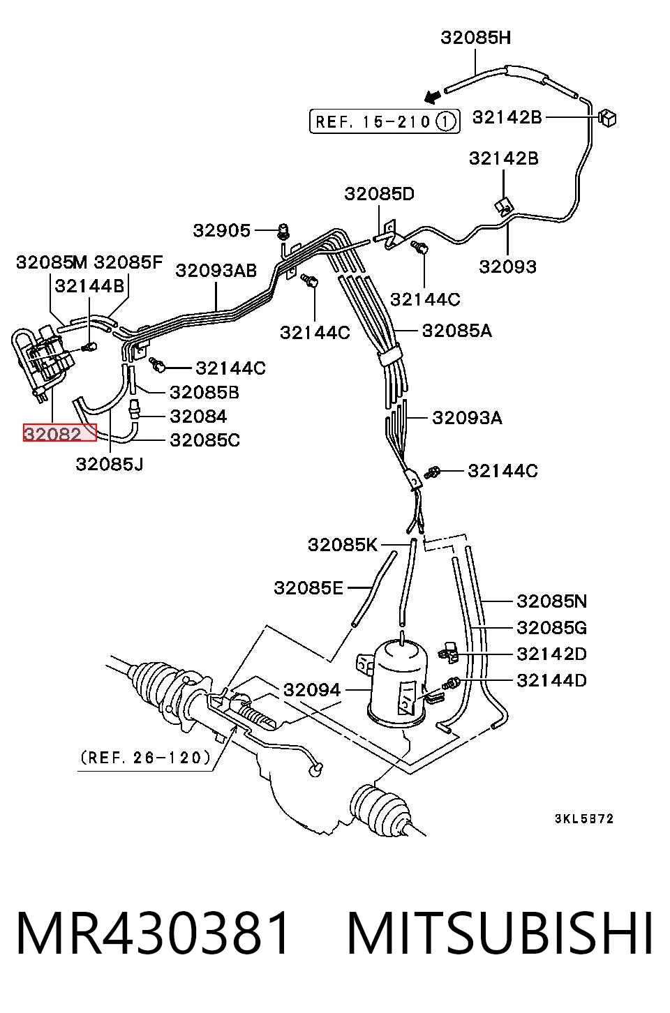 MR430381 Mitsubishi Zawór próżniowy załączania przedniego napędu