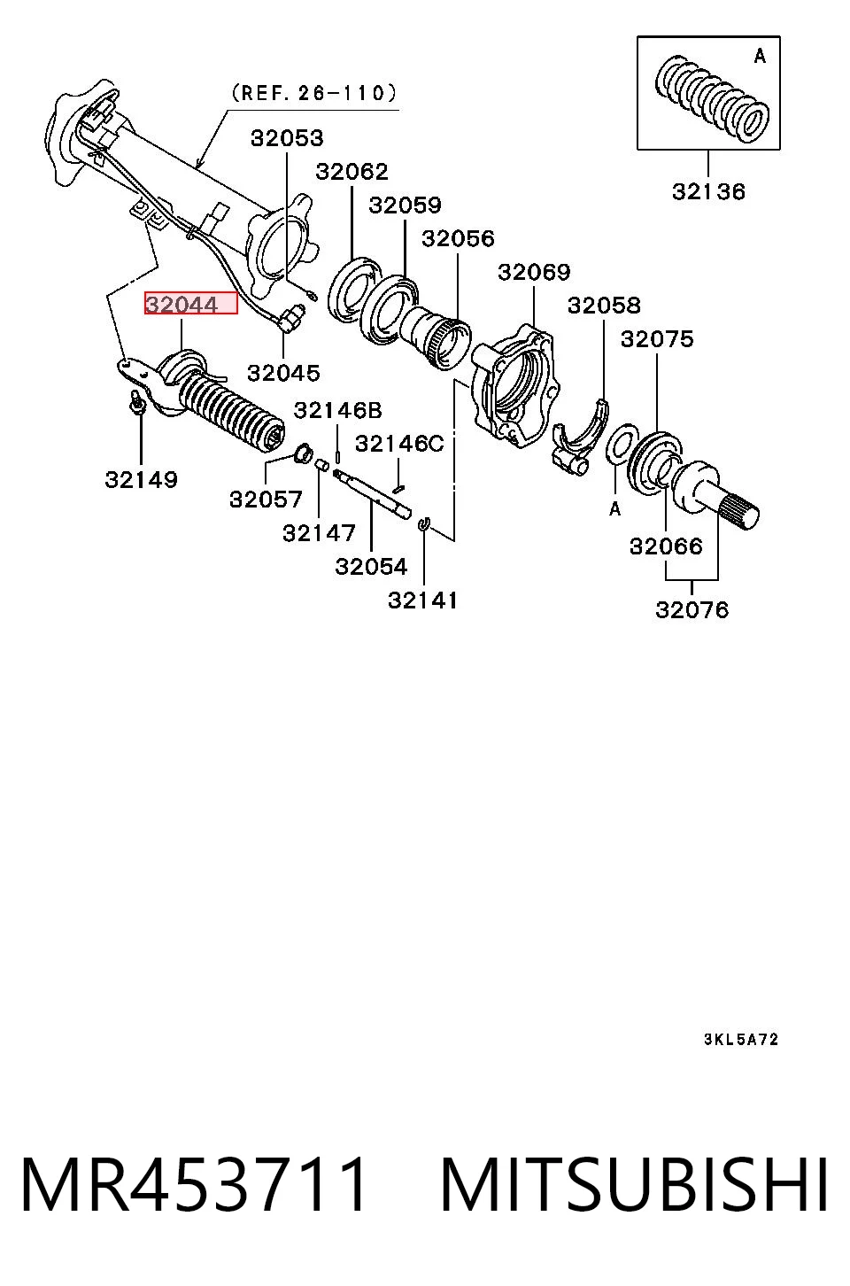 MR453711 Mitsubishi Siłownik blokady dyferencjału mostu przedniego