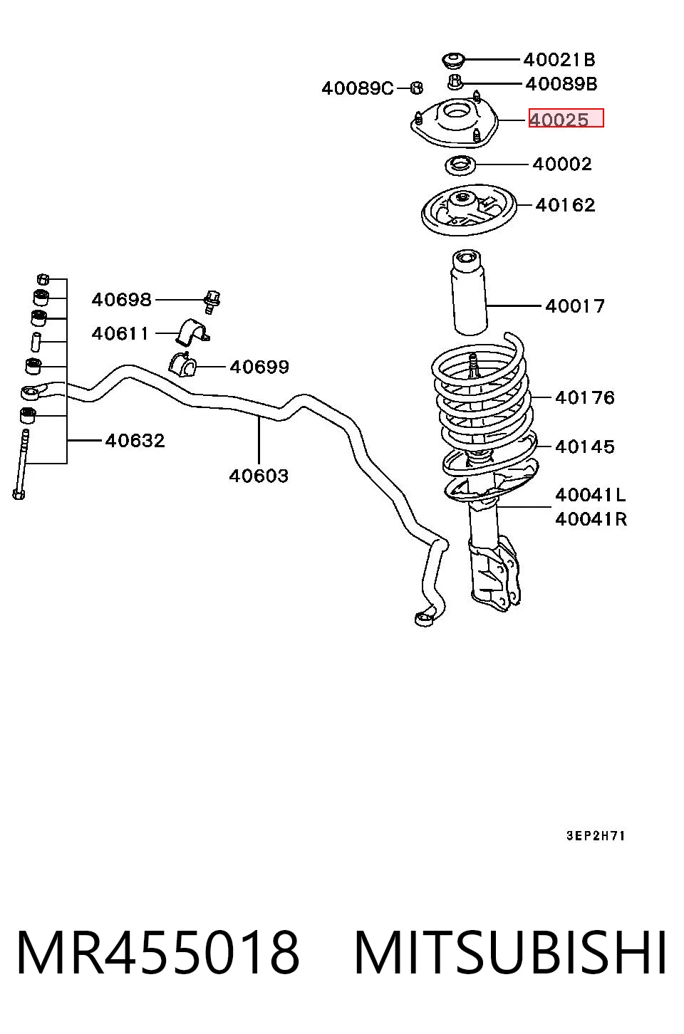 MR455018 Mitsubishi Poduszka amortyzatora przedniego