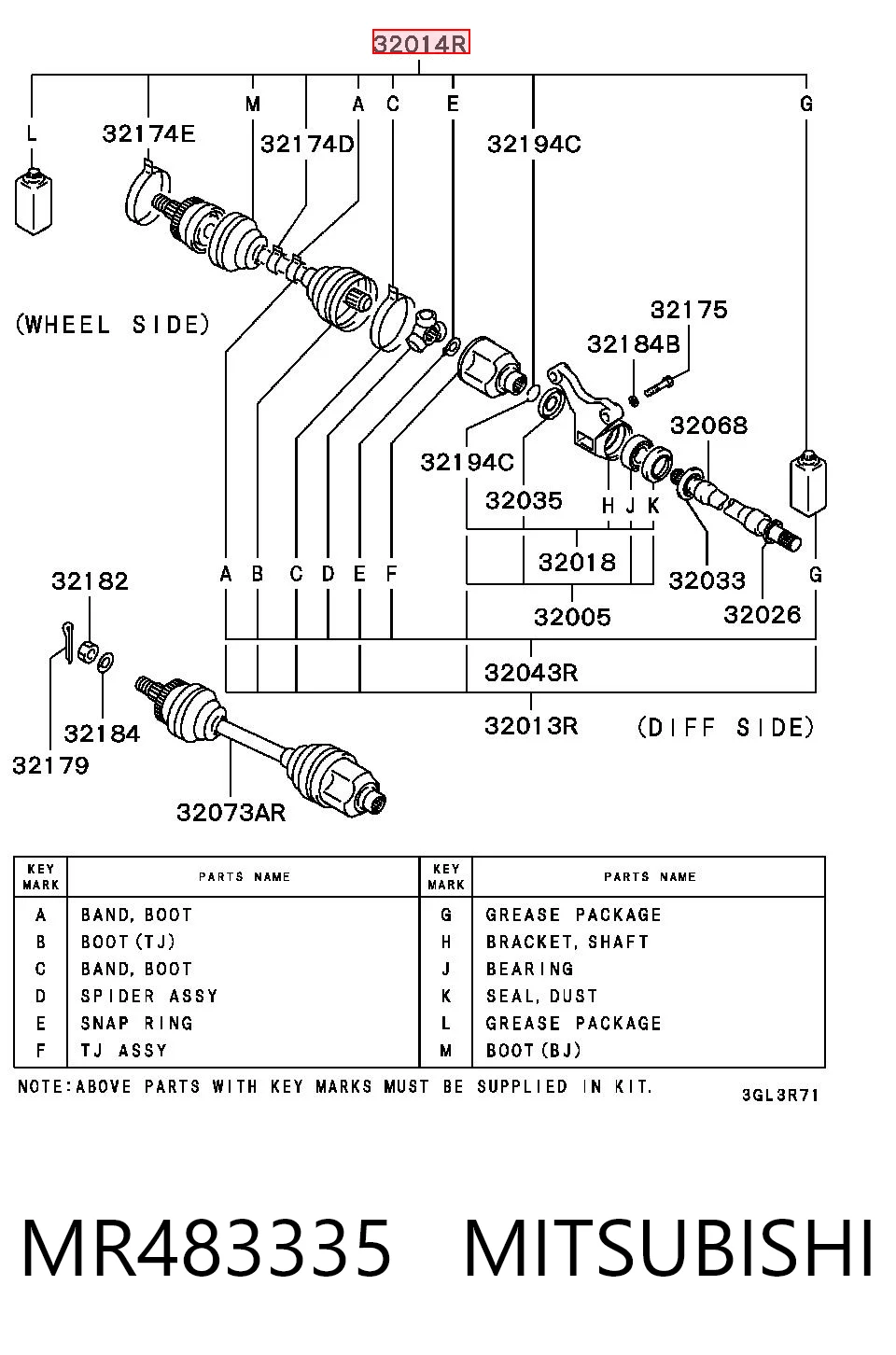 Osłona przegubu homokinetycznego półosi przedniej zewnętrzna Mitsubishi Space Wagon III minivan (N8, N9) (1998 - 2004) cena, od 11,94 USD