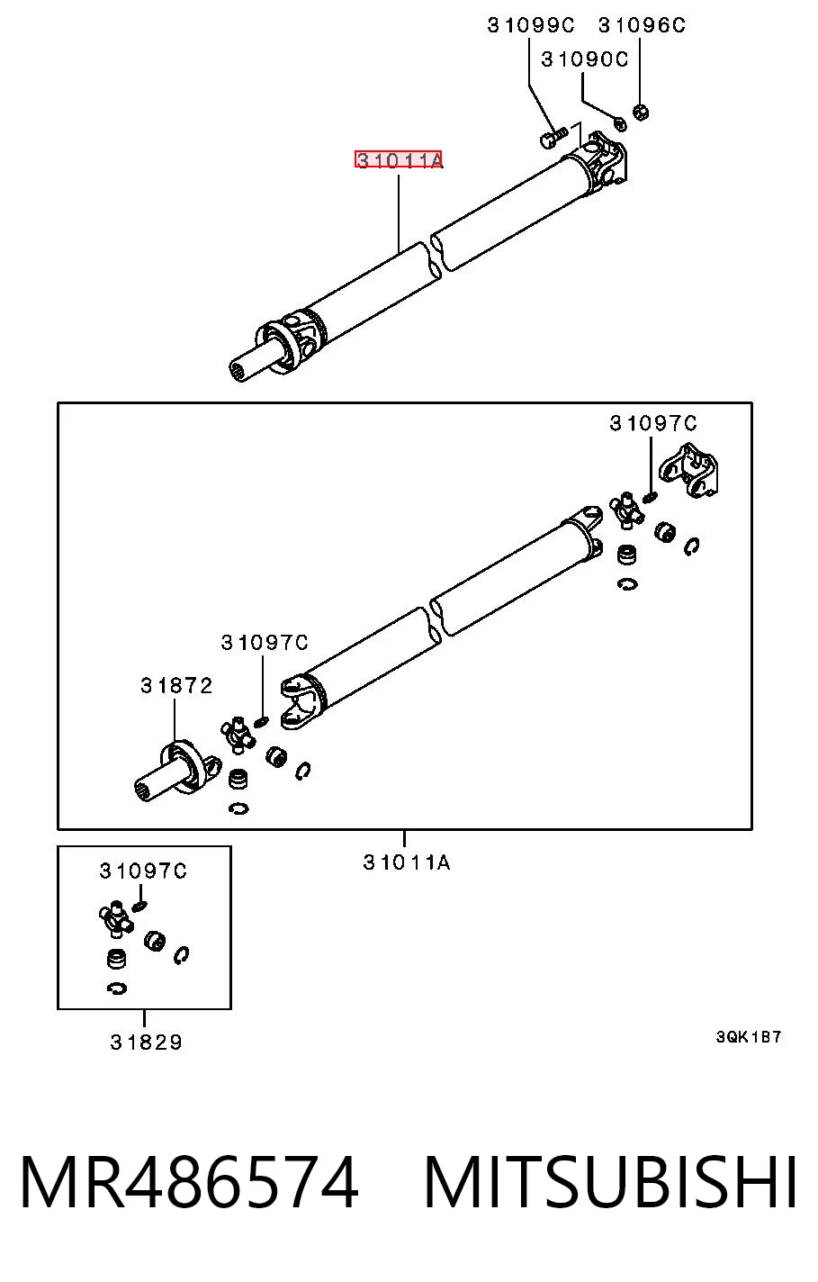 Wał Cardana tylny, kompletny Mitsubishi Pajero SPORT I SUV (K90) (1996 - 2009) cena, od 218,29 USD