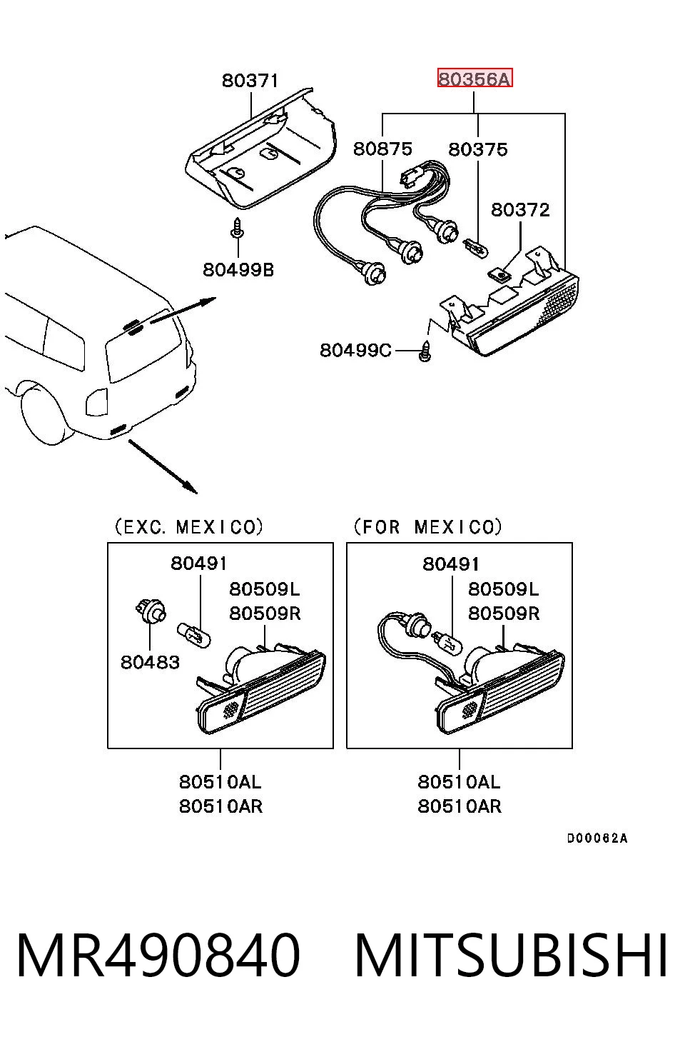 Lampa stop tylna dodatkowa do Mitsubishi Pajero IV LONG V90