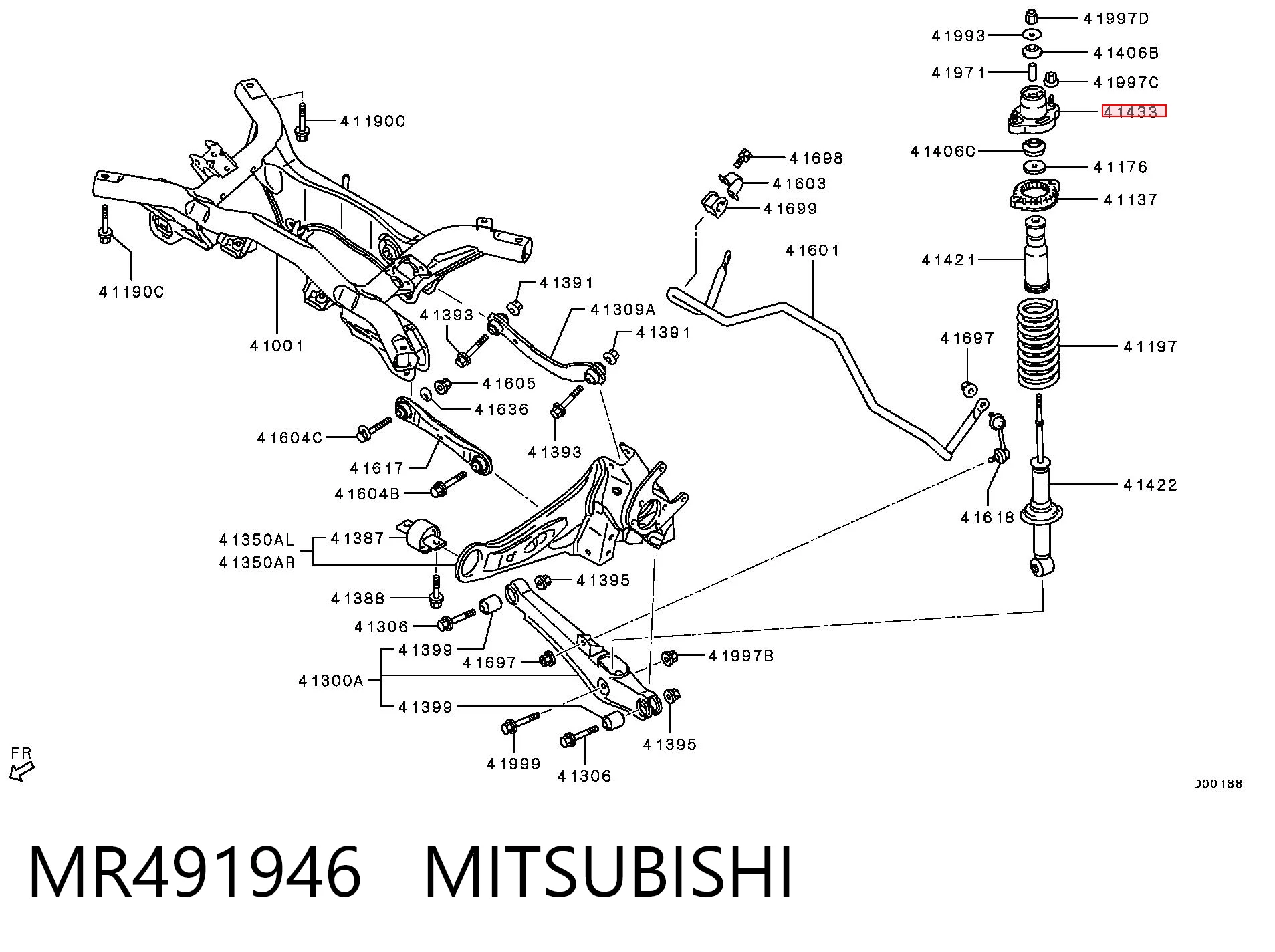 MR491946 Mitsubishi Poduszka amortyzatora tylnego