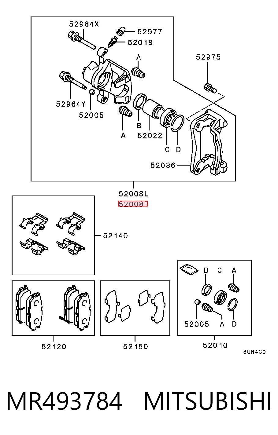 Zacisk hamulcowy tylny prawy do Mitsubishi Pajero PININ H60, H70