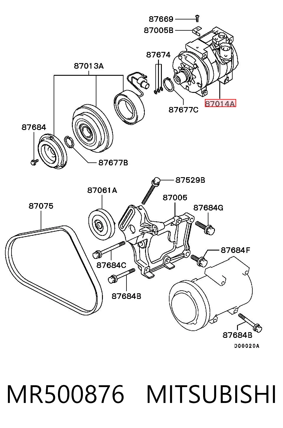 MR500876 Mitsubishi Sprężarka klimatyzacji