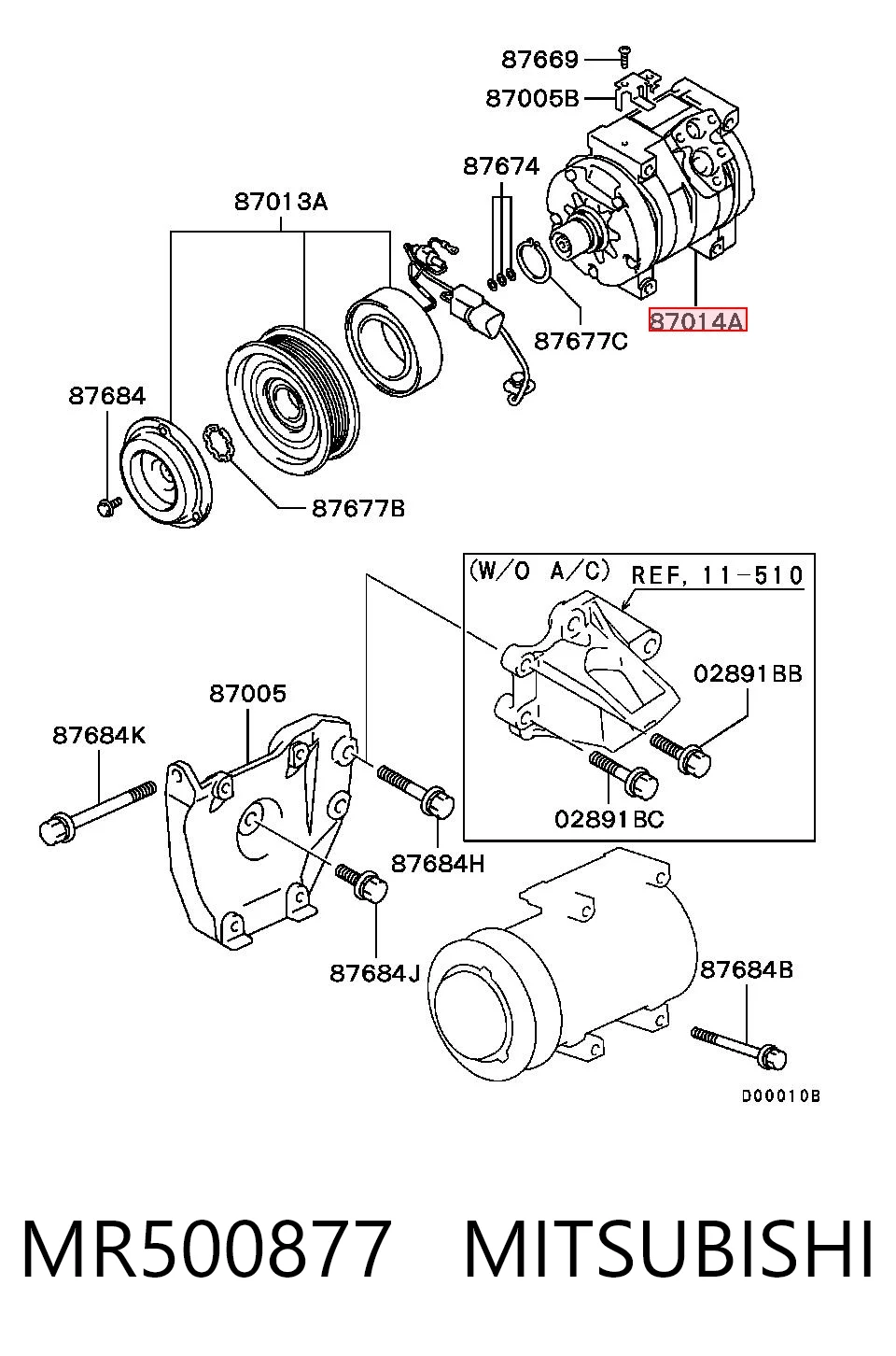 MR500877 Mitsubishi Sprężarka klimatyzacji
