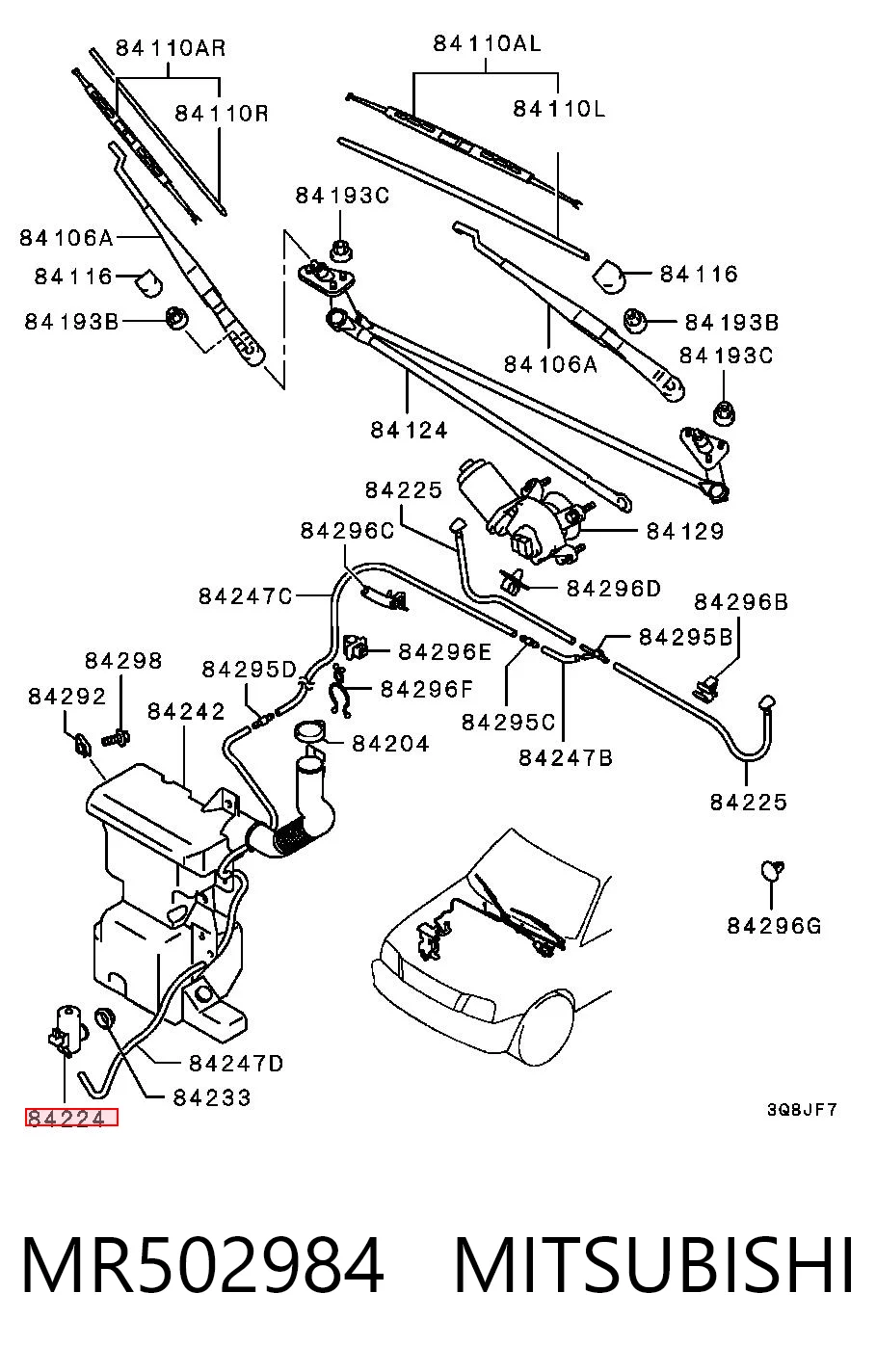 MR502984 Mitsubishi Pompka spryskiwacza szyby przedniej