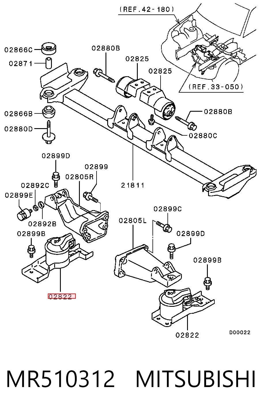 Poduszka (podpora) silnika lewa do Mitsubishi Pajero PININ H60, H70