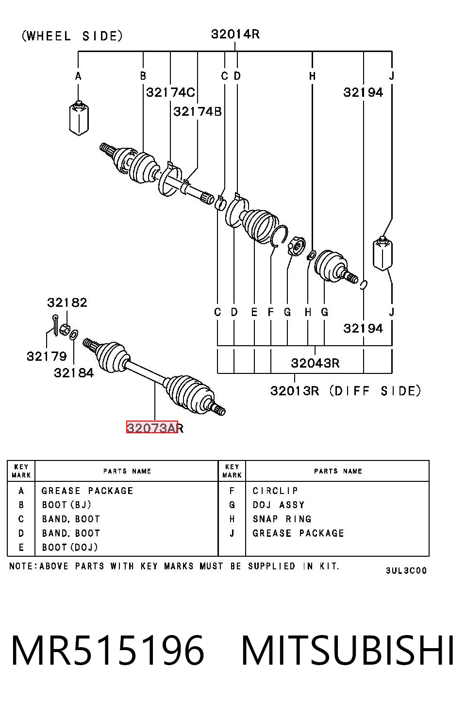 Do koszyka Półoś napędowa przednia lewa Mitsubishi Pajero PININ H60, H70