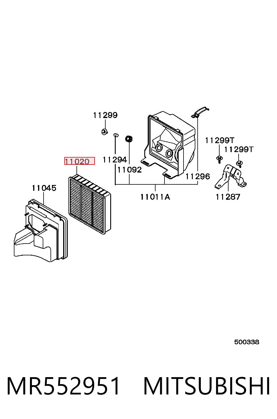 MR552951 Mitsubishi Filtr powietrza