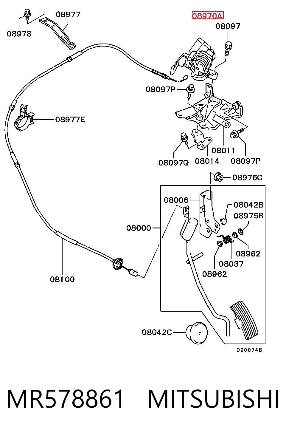 MR578861 Mitsubishi Czujnik położenia pedału przyspieszenia (gazu)