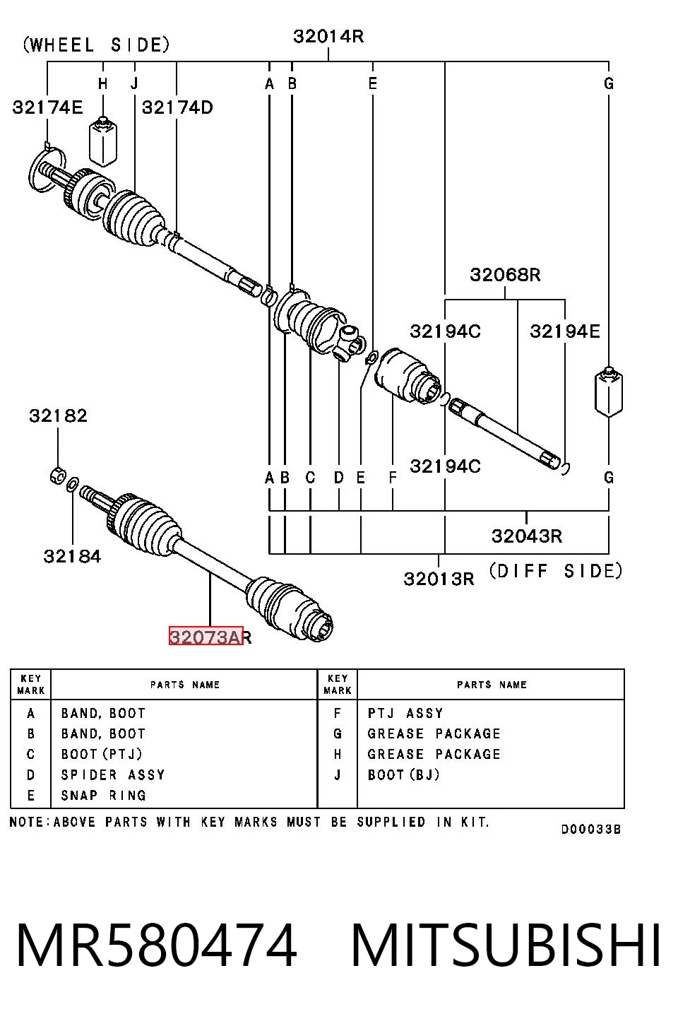 Przegub homokinetyczny przedni zewnętrzny do Mitsubishi Lancer IX CSA