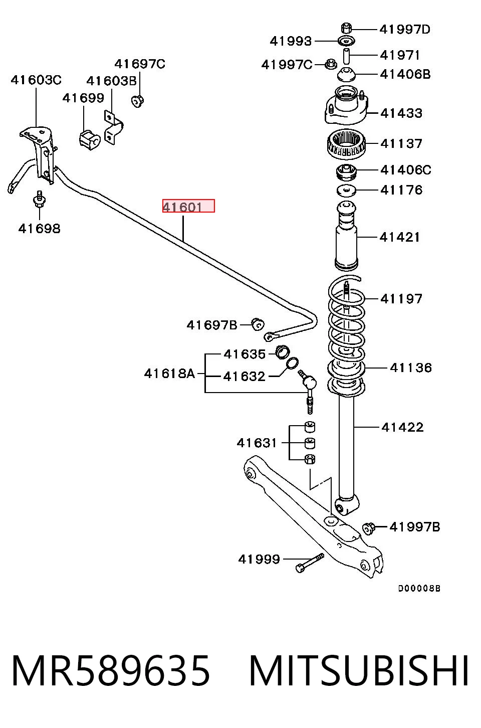 Stabilizator tylny do Mitsubishi Lancer CSA