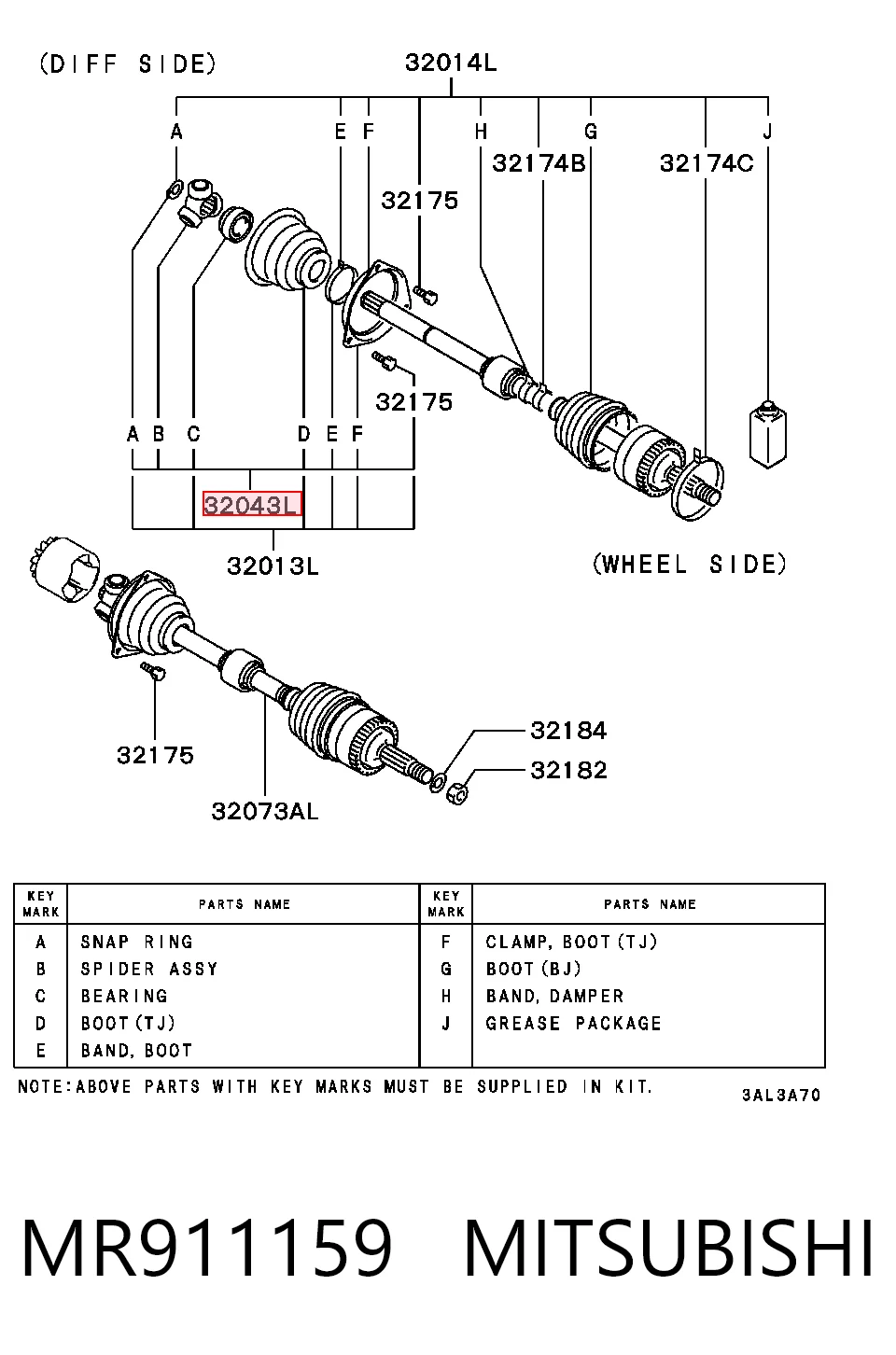 Przegub homokinetyczny przedni zewnętrzny Chrysler MR911159