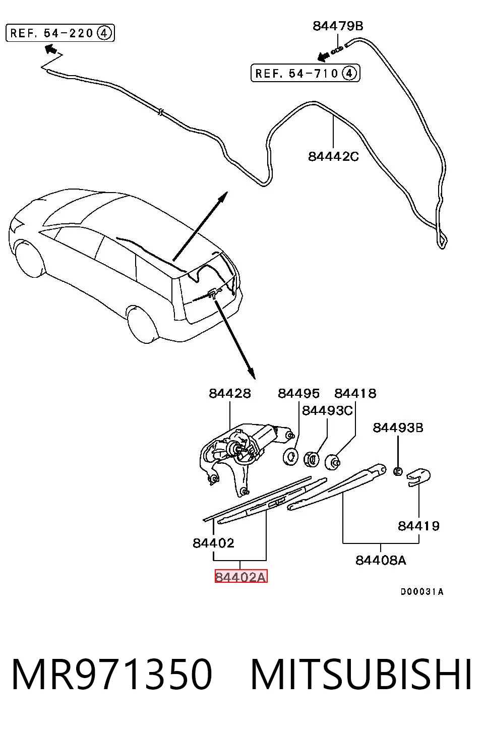 Do koszyka Pióro wycieraczki szyby tylnej Mitsubishi Pajero SPORT I K90