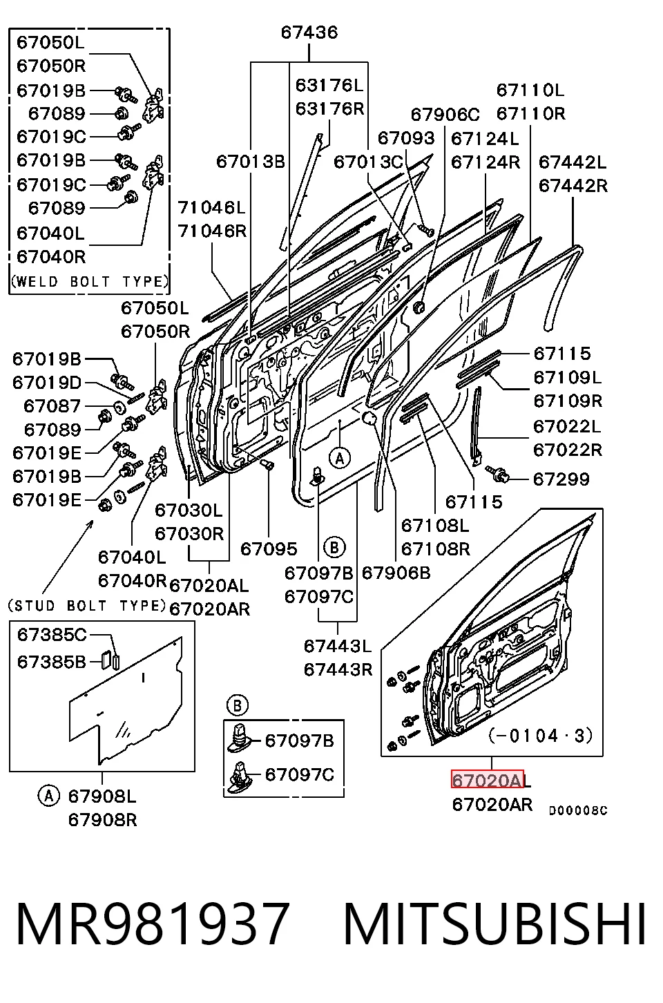 Drzwi przednie lewe Mitsubishi Pajero SPORT I SUV (K90) (1996 - 2009) cena, od 358,16 USD