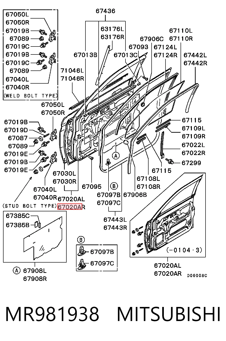 Drzwi przednie prawe Mitsubishi Pajero SPORT I SUV (K90) (1996 - 2009) cena, od 326,46 USD