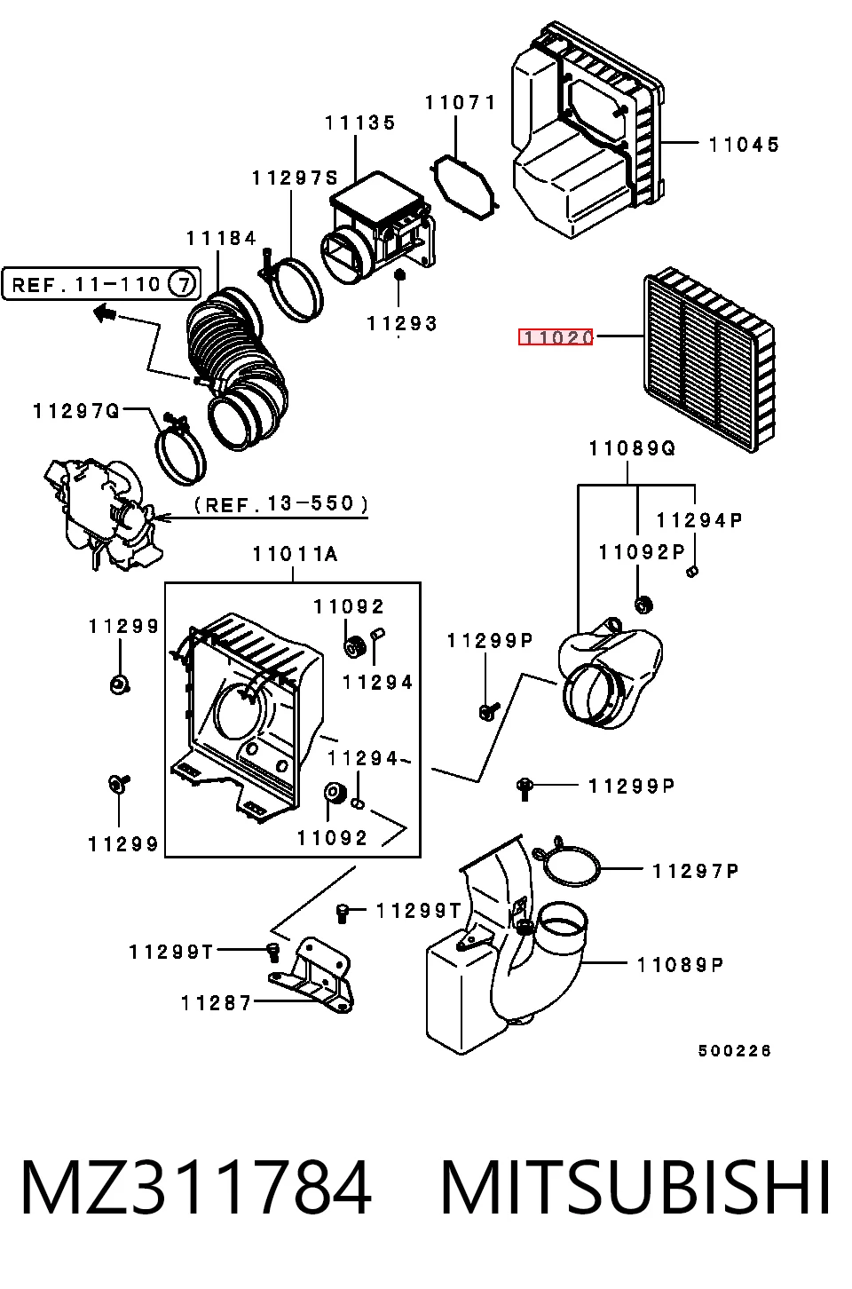 Filtr powietrza do Mitsubishi Lancer V CB, CD, CE