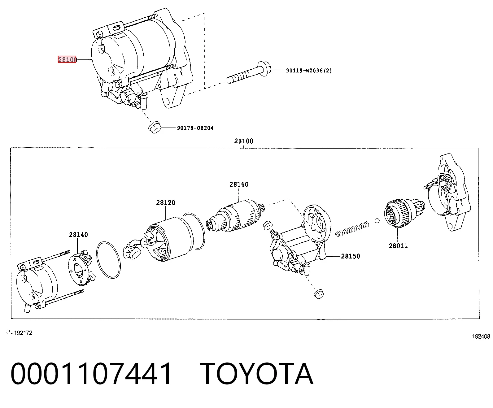 0001107441 Toyota Rozrusznik