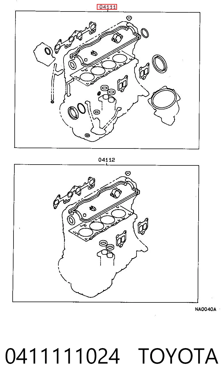 Do koszyka Zestaw uszczelek silnika pełny Toyota Starlet II P7