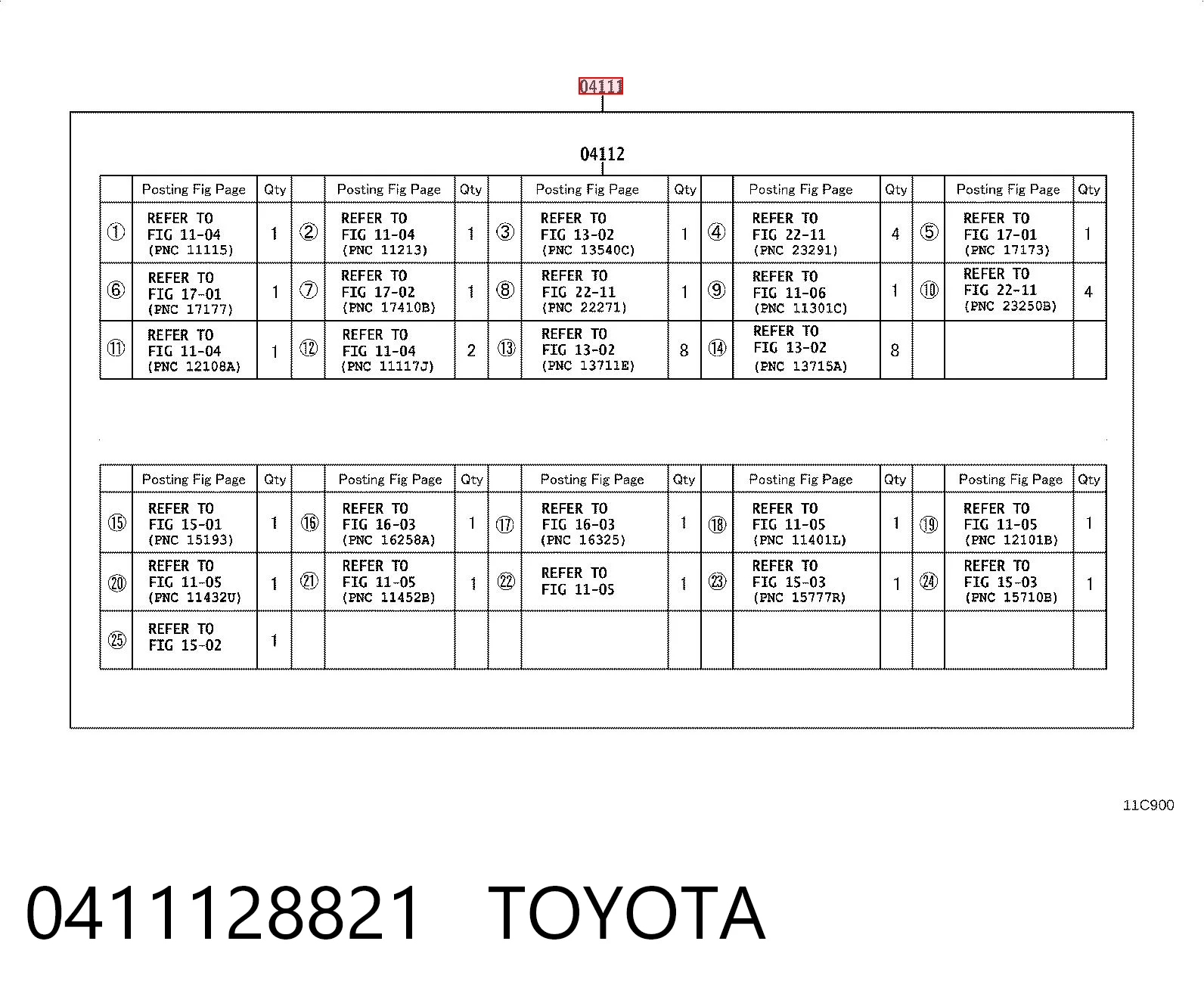 0411128821 Toyota