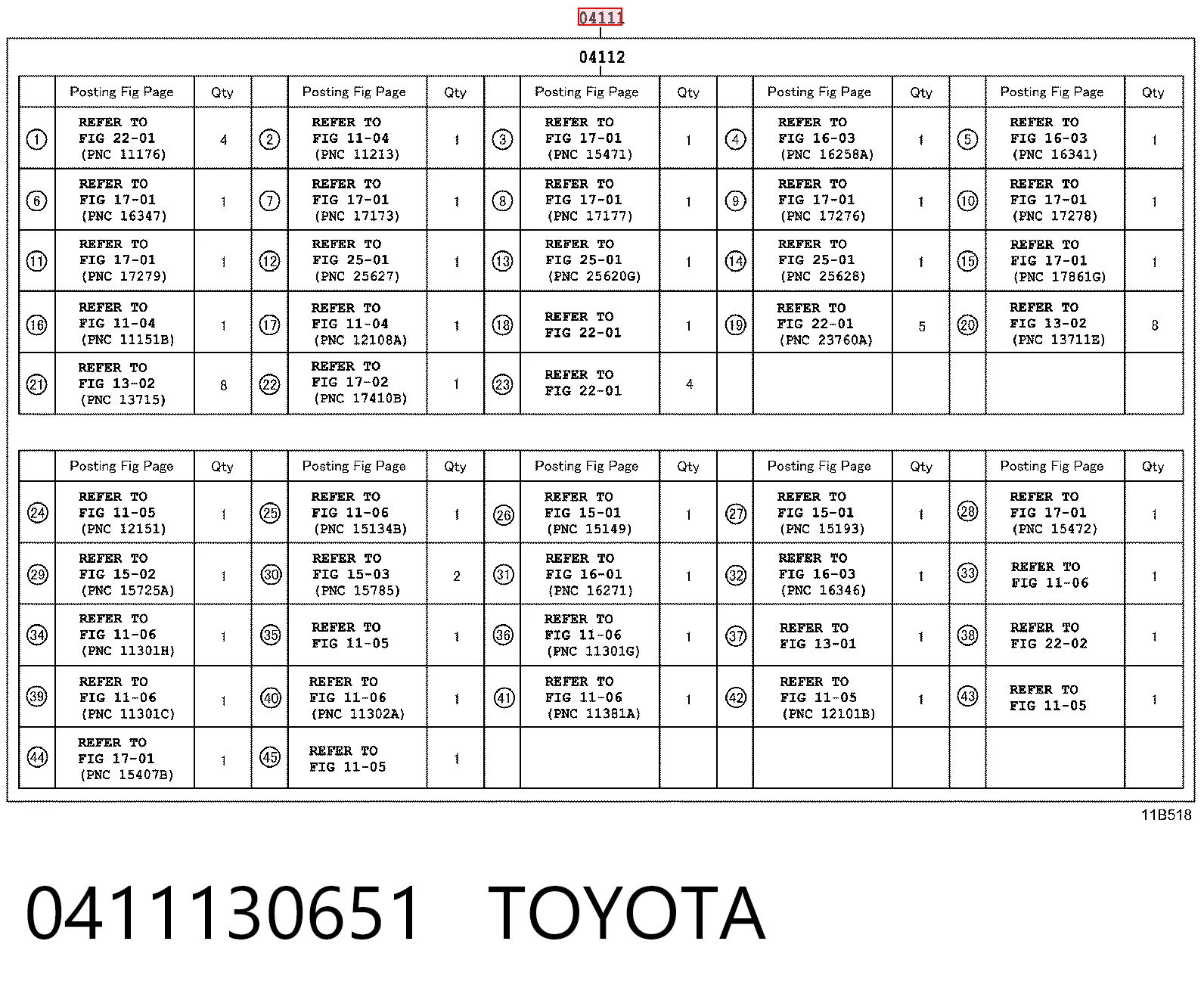 0411130651 Toyota
