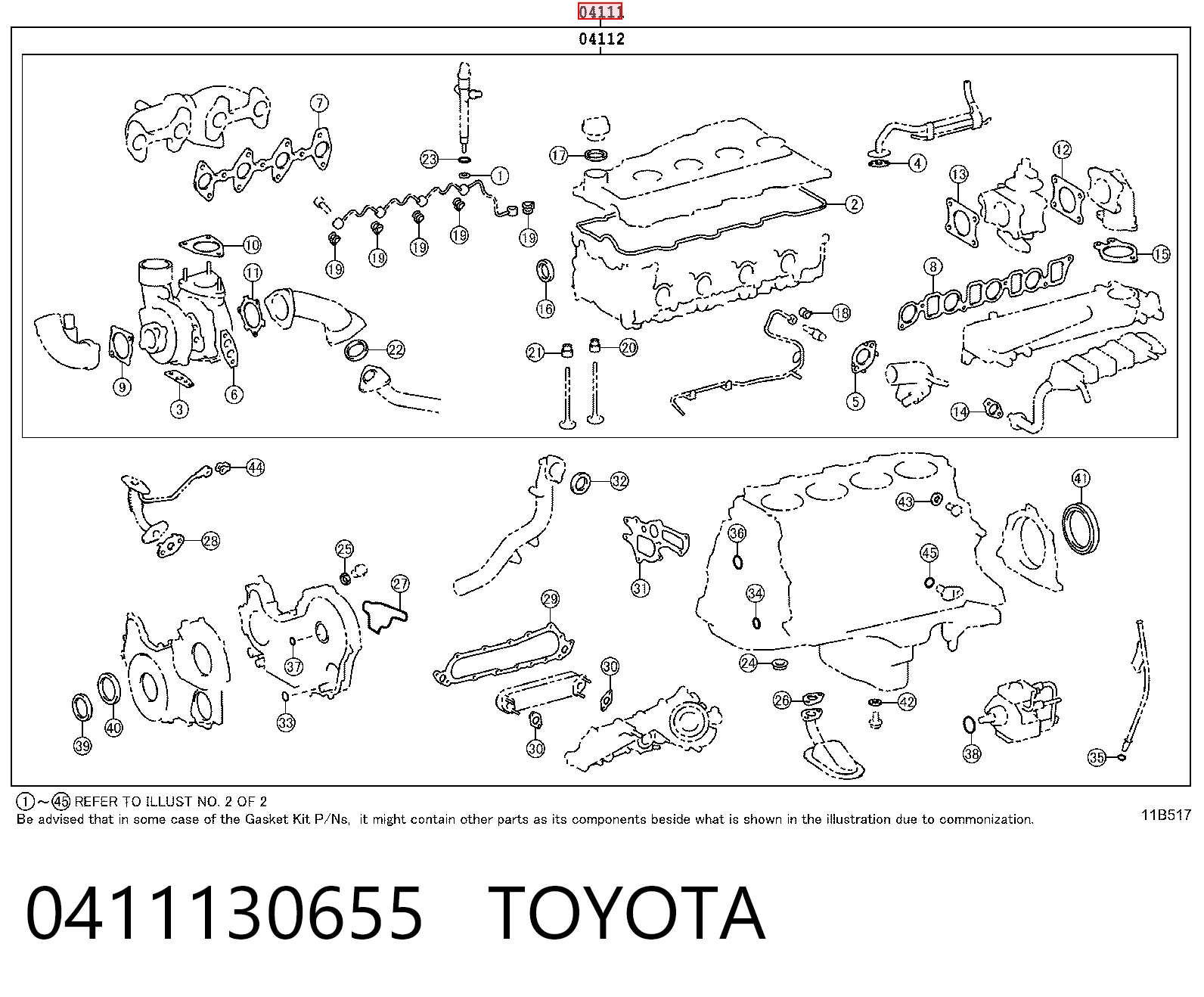  Zestaw uszczelek silnika pełny Toyota Land Cruiser 