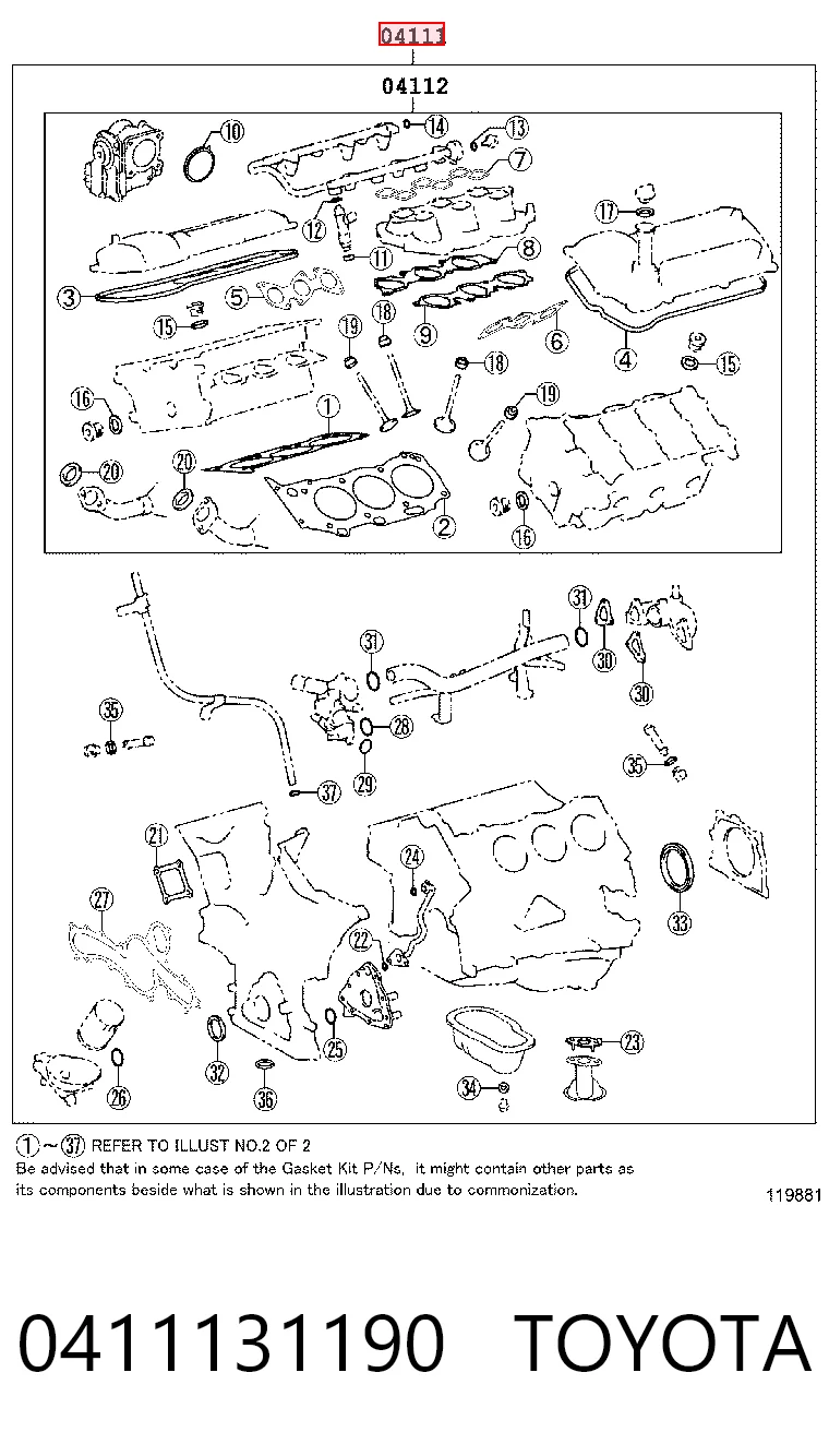 Zestaw uszczelek silnika pełny Toyota Fj Cruiser SUV (GSJ1) (2006 - 2018) cena, od 208,44 USD