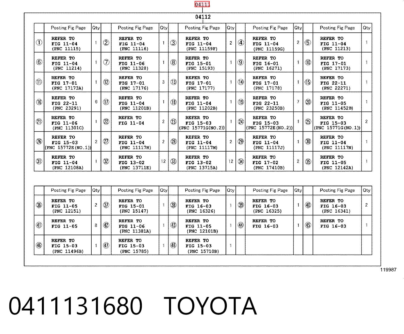 0411131680 Toyota