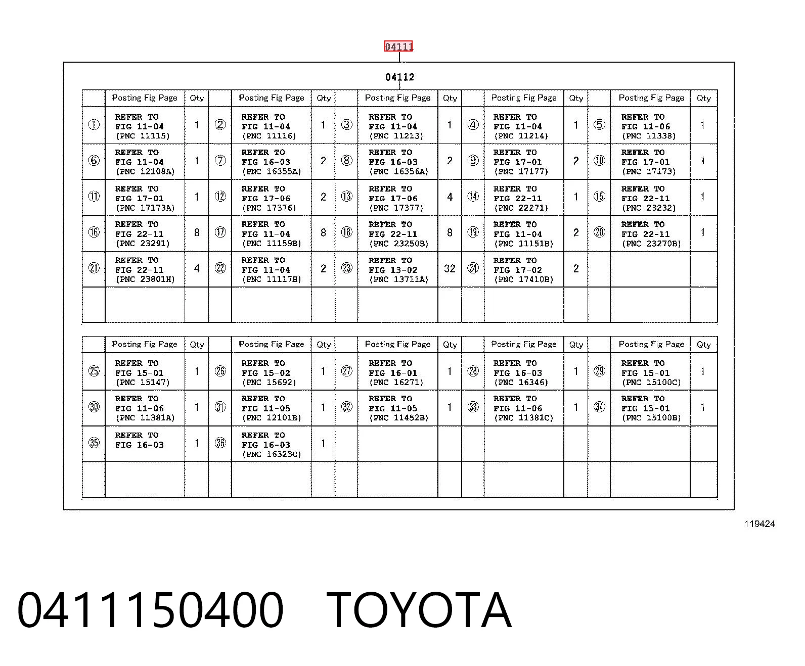 0411150400 Toyota