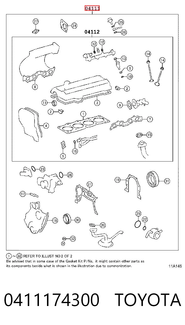 Zestaw uszczelek silnika pełny do Toyota Camry III V10