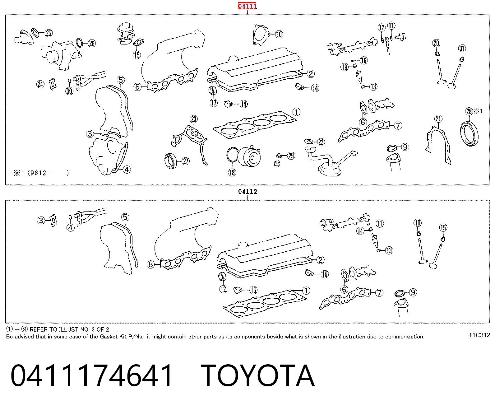 Zestaw uszczelek silnika pełny do Toyota Camry IV V20