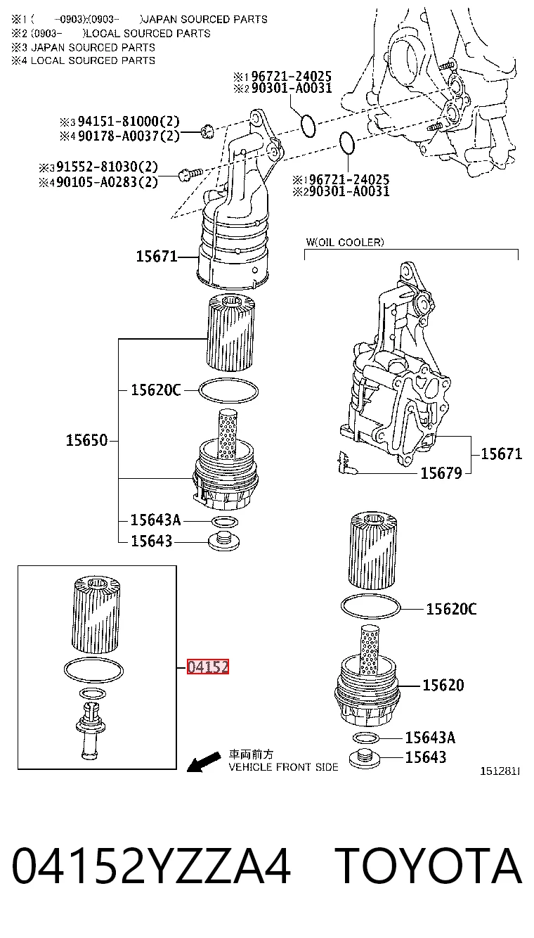 04152YZZA4 Toyota Filtr oleju