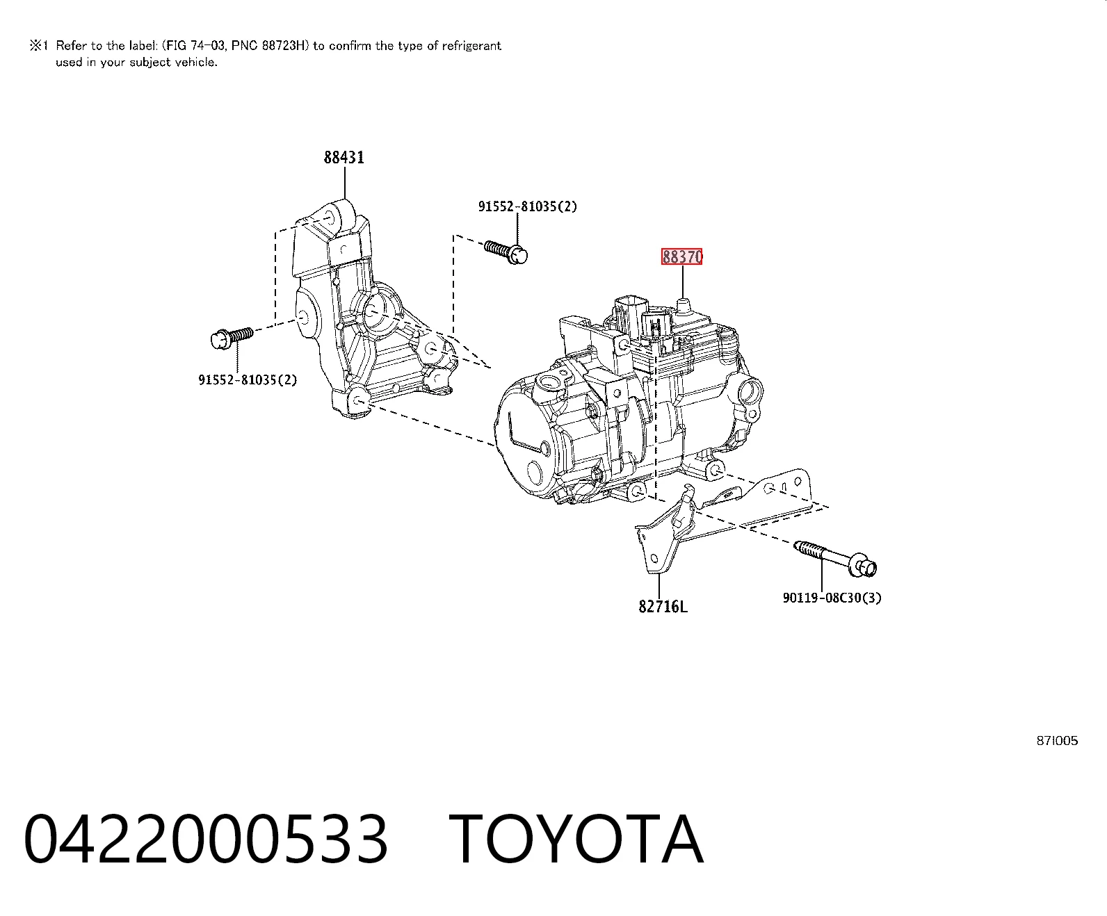 0422000533 Toyota Sprężarka klimatyzacji