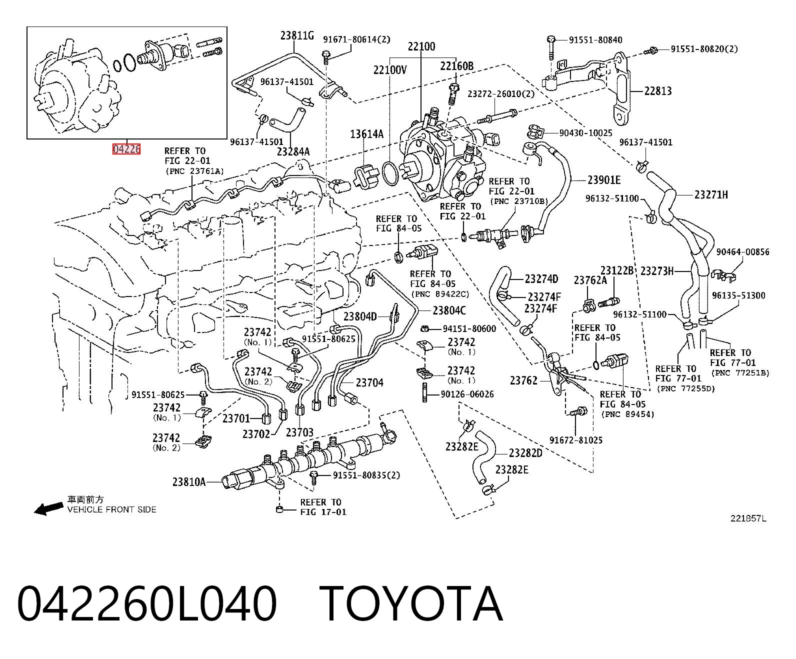 042260L040 Toyota Zawór regulacji ciśnienia (zawór redukcyjny pompy wtryskowej) System Common-Rail
