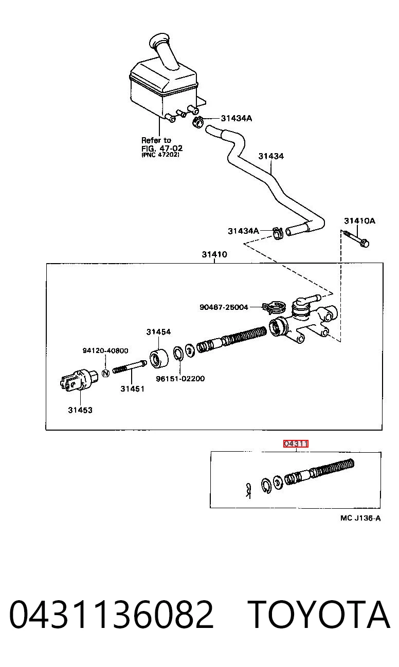 Zestaw naprawczy cylindra głównego sprzęgła Toyota Camry III