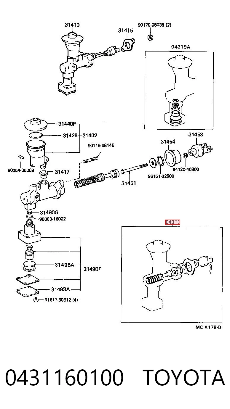 Zestaw naprawczy cylindra głównego sprzęgła do Toyota Land Cruiser 80 J8