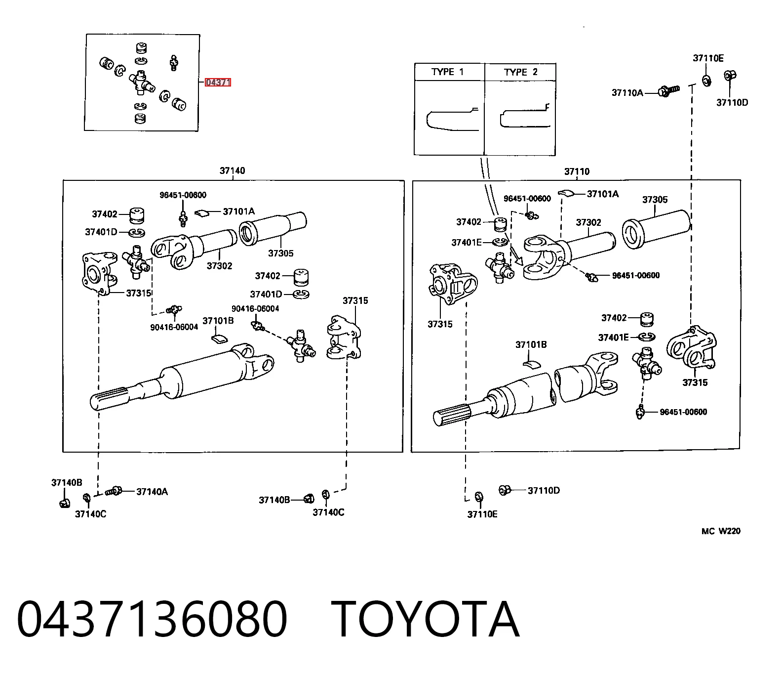 0437136080 Toyota