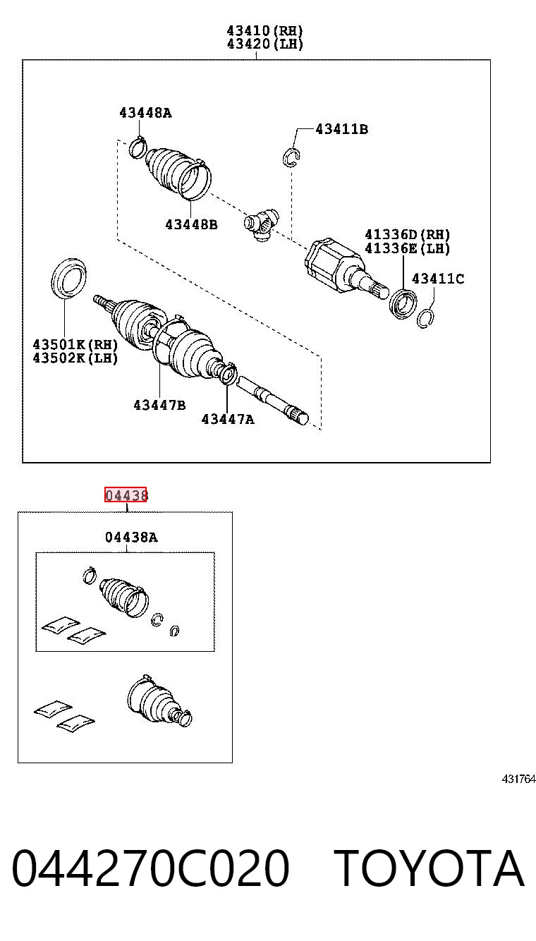 044270C020 Toyota Osłona przegubu homokinetycznego półosi przedniej zewnętrzna