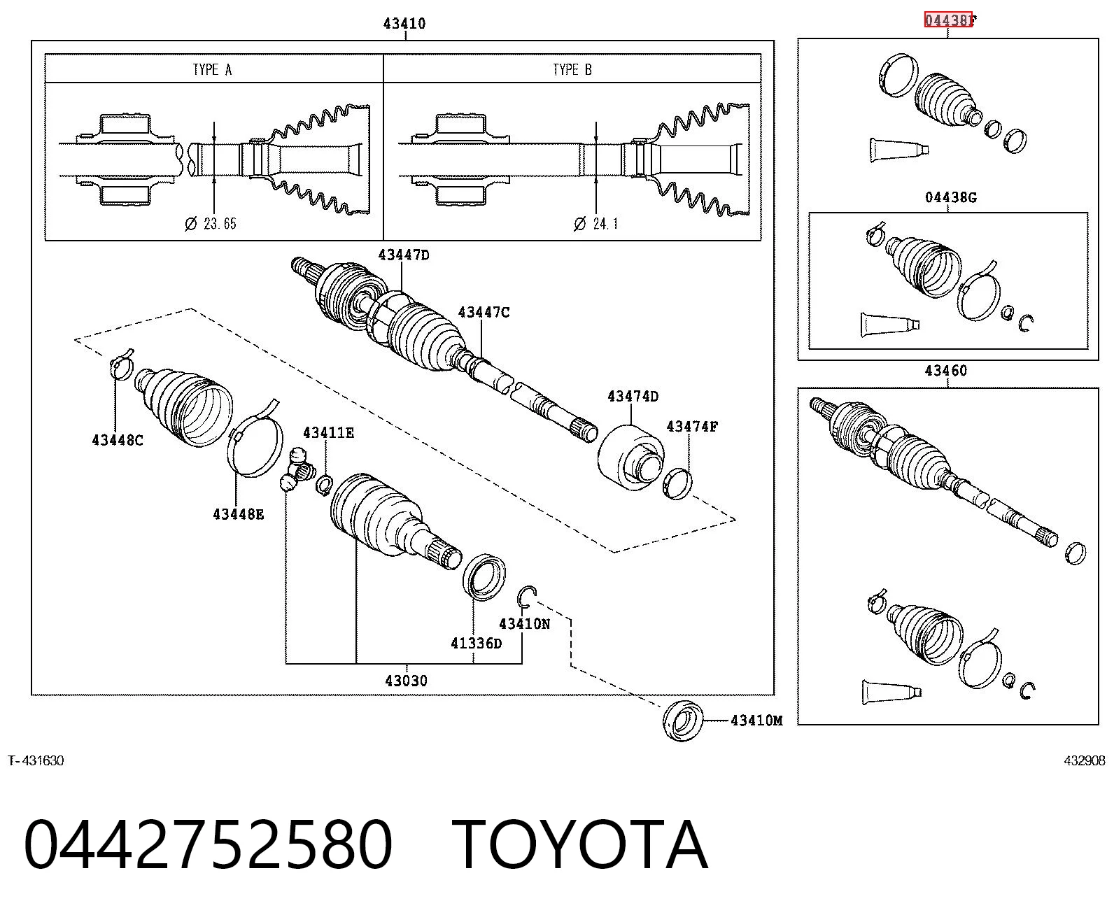  Osłona przegubu homokinetycznego półosi przedniej zewnętrzna Toyota Corolla 